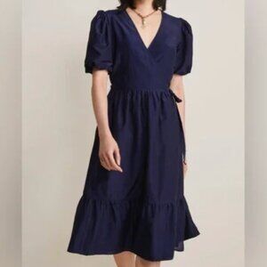 Vineryard Vines Puff-Sleeve Midi Wrap Dress | nautical navy | XS